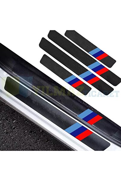 yılmazetic Bmw M Logo Karbon Kapı Eşiği Oto Sticker Etiket Yapıştırma Çıkartm...