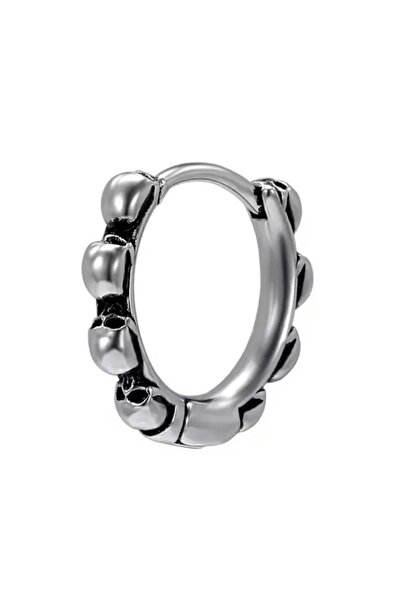 Jaida Moda أقراط دائرية من الفولاذ على شكل جمجمة قوطية رمادية للجنسين