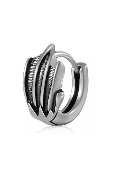 Jaida Moda Unisex Gray Retro Claw Figure Vintage Sports Steel Hoop Earrings