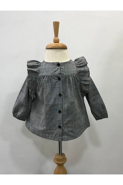 Çikoby Anthracite Lace Baby Girl Bow