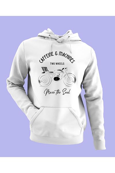 Raf Coll Φούτερ Unisex Λευκό Oversize Motor Digital Printed Hooded