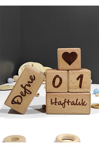 WooDanica Ahşap Anı Küpleri Babyroom Bebek Hatıra Fotoğraf Ve Dekor Küpü 5'li...
