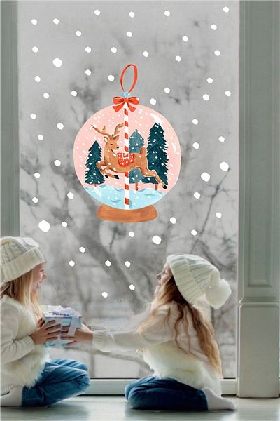 Piksel Grafik Snow Globe Christmas Theme Sticker