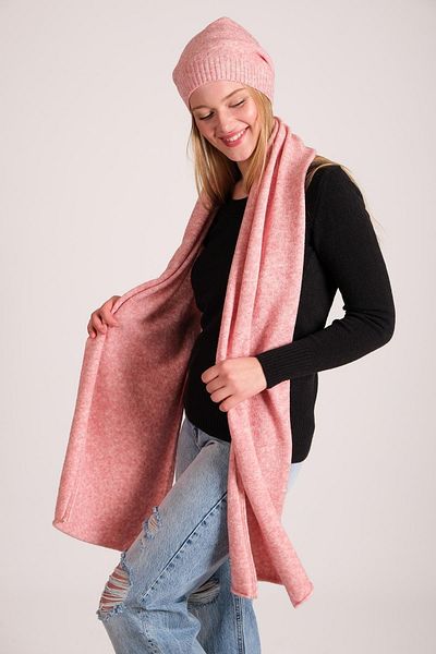 CHUBA Women's Melange Soft Button Scarf Beanie Set Pink 23w505
