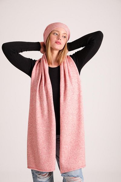 CHUBA Women's Melange Soft Button Scarf Beanie Set Pink 23w505