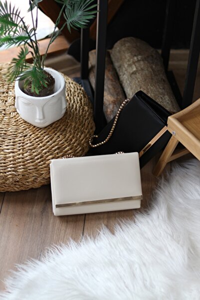 Moom Bag Geantă de umăr cu lanț cu dungi negre pentru femei