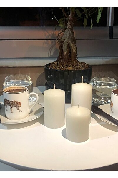 Damla Beyaz Renkli Vanilya Kokulu 3'lü Silindir Mum