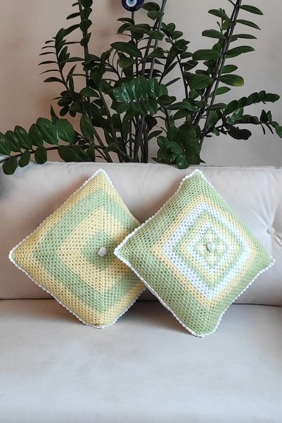 nftart.design Hand Knitted Soft Colors Throw Pillow Set of 2 - Without Inner ...