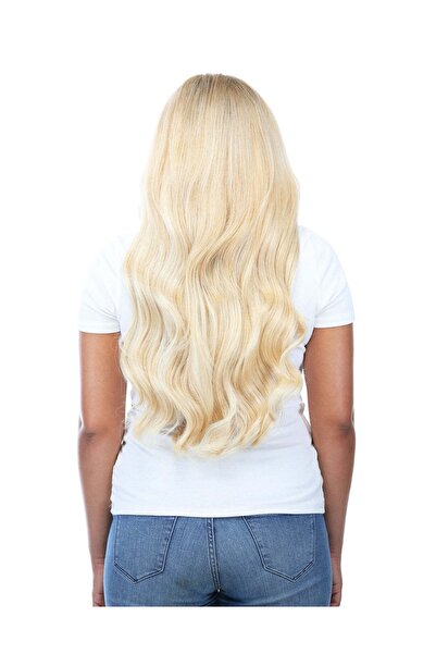 CESLİFE Gerçek Saç Görünümlü 1.kalite Isıya Dayanıklı Yarım Ay Postiş Çıtçıt Dalgalı Sarı Saç