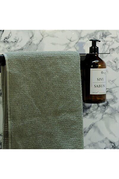 Hobi Demir Sanat Siyah Metal Havluluk Ve Cam Sabunluk Standı, Sabunluk Solda