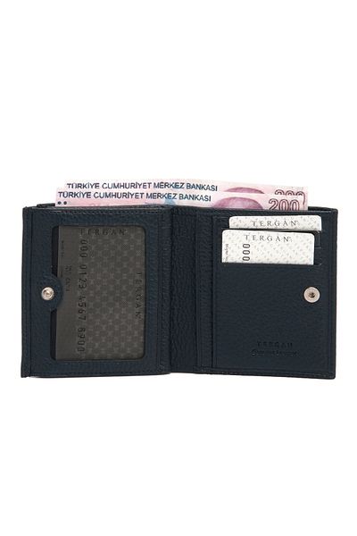 Tergan Navy Blue Leather Women's Wallet 05627A38