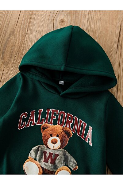 Machetta Kids California Teddy Bear Printed Hooded Sweatshirt