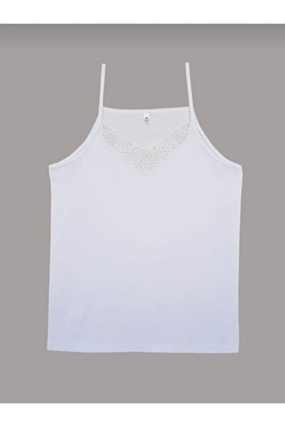 MELODİ LİFE Tekkaplan Kadın Ip Askılı Güpürlü Atlet 3 Lü