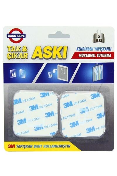 EMİRHANNALBUR Boss Tape 3m Yapıştırıcılı Tak Çıkar Yapılabilen Geçmeli Askı