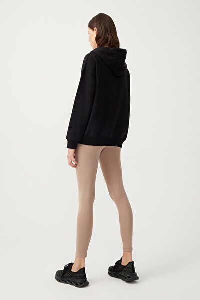 Los Ojos Dámská černá oversize mikina s žebrovaným zipem a kapucí