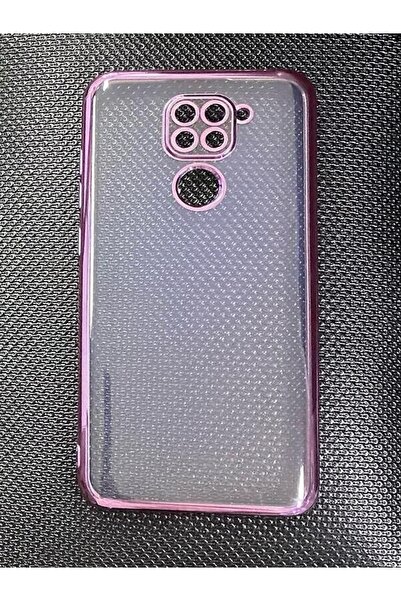 Miscase Redmi Note 9 Lazer Parlak Çerçeve Şeffaf Plating Cep Telefonu Kılıfı Mor