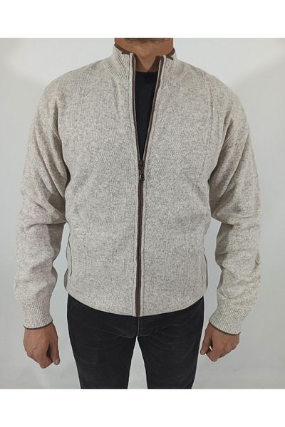 DCN Fire Lamb Wool Zippered Cardigan-6521