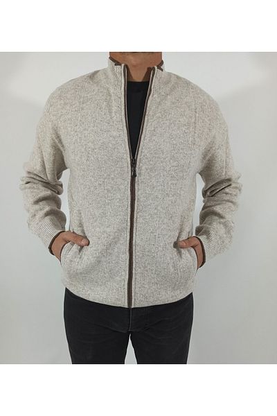 DCN Fire Lamb Wool Zippered Cardigan-6521