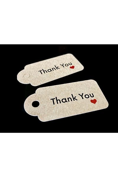 anka design Kraft Perforated Labels (7x3cm) 25 Pieces - Thank You