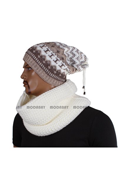 Groppa Boyunluk Kalın Örgü Boyunluk Krem Model 30125-25411