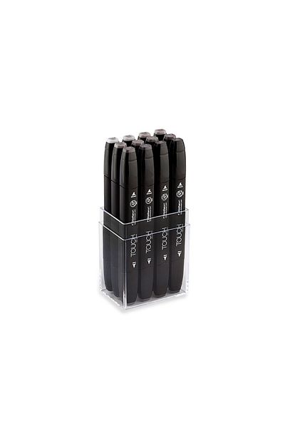 Shinhan Art Touch Twin Marker Pen : Double Ended Marker Pen : Set of 12 Hot Gray