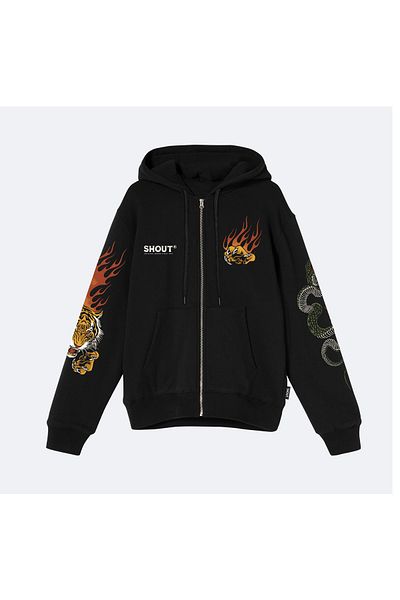 Shout Oversize Limited Edition Tiger Vs Snake Unisex Φούτερ με φερμουάρ