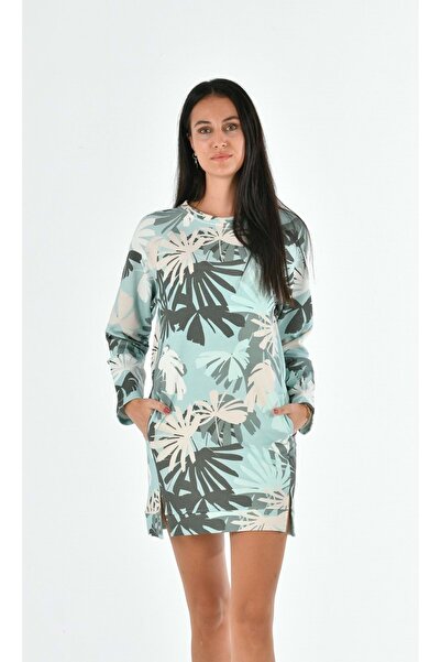 Letoile %100 Organik Pamuk Desenli Cepli 3 Iplik Tunik Tnk-1 Yeşil