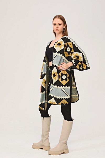 MJORA Patterned Wool Poncho