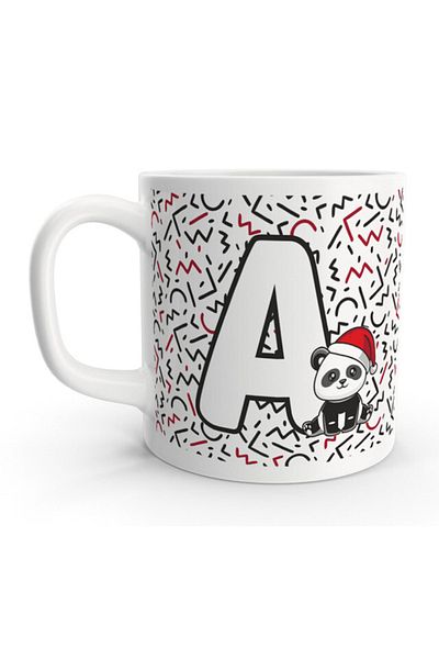 Rock'n Fox Letter A Cute Panda New Year Design Letter Mug Cup