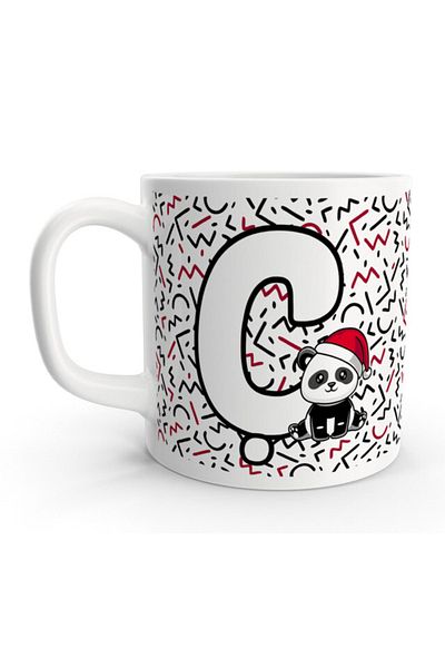 Rock'n Fox Letter C Cute Panda New Year's Design Letter Mug