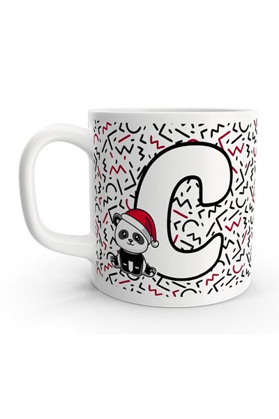 Rock'n Fox Letter C Cute Panda New Year Design Letter Mug Cup