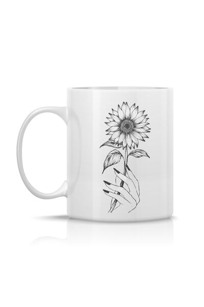 Öz Kupa Minimalist Drawing Sunflower Mug