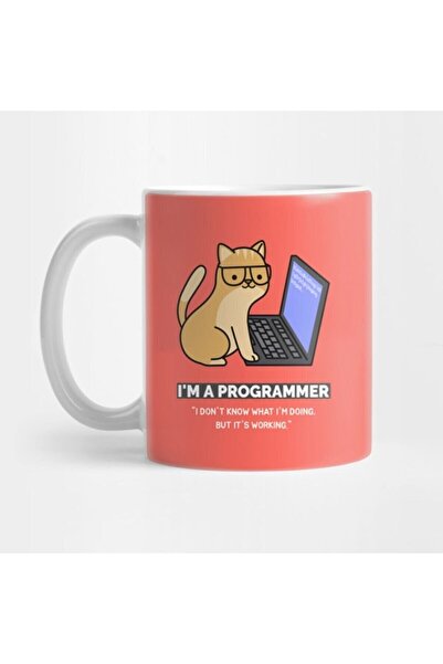 Öz Kupa I'm A Programmer - Cat Edition - Orange Mug