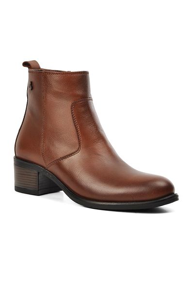 Voyager 8691 Model Tan Color Γνήσιο Δερμάτινο Γυναικείο Μποτάκι