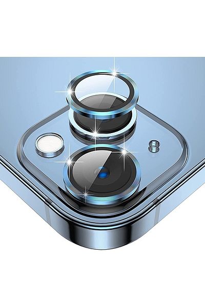 USIDE واقي عدسة الكاميرا المقوى ثلاثي الأبعاد من سبائك الألومنيوم المتوافق مع هاتف Iphone 14 وIphone 14 Plus باللون الأزرق [مجموعة من 2]