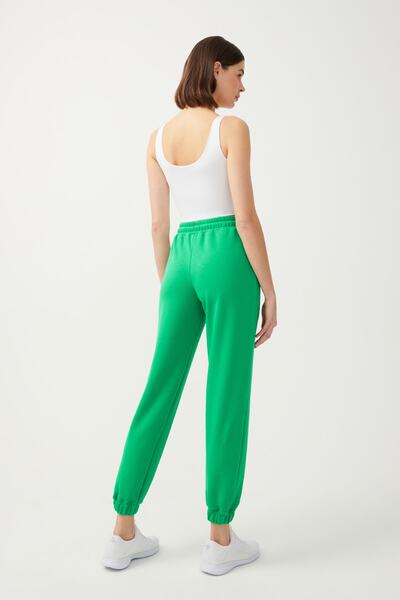 Los Ojos Women's Green Leg Elastic Jogger Sweatpants Drawstring