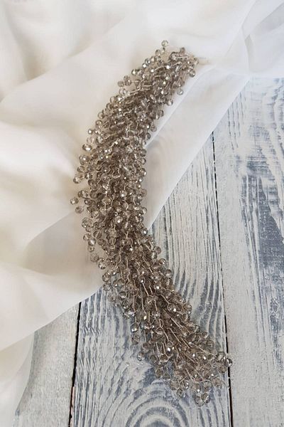 Hobigram Accesoriu pentru păr și turban lucrat manual cu cristale dense de argint – coroană, piatră de cristal, model elegant, coroană de mireasă