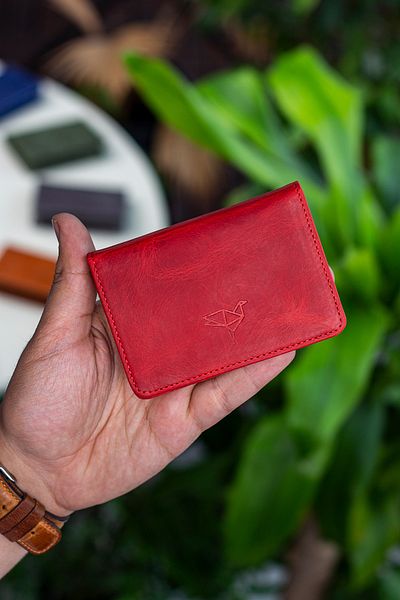 Garbalia Magnet Crazy Leather Red unisex Card Holder Wallet