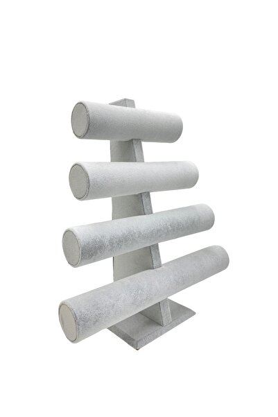 kutuveaksesuar Bileklik Ve Takı Standı 4 Kademeli Gri Alfora Kumaş Kaplama