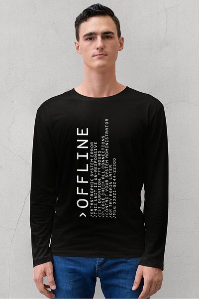 ROCKANDROLL Tricou pentru bărbați din bumbac pieptănat cu mânecă lungă și cu gât negru