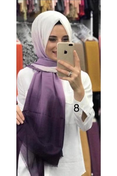 çiğdem eşarp Muslin Polyester Shawl Gradient Model