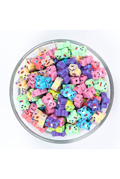 yfhobi 10 Adet - Polimer Fimo Boncuk, Karışık Renkli Ayıcık Desenli Polimer K...