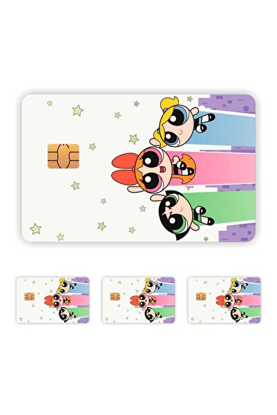 Quart Aksesuar 4 bucăți Powerpuff Girls Card Placare Sticker Card Etichetă 01