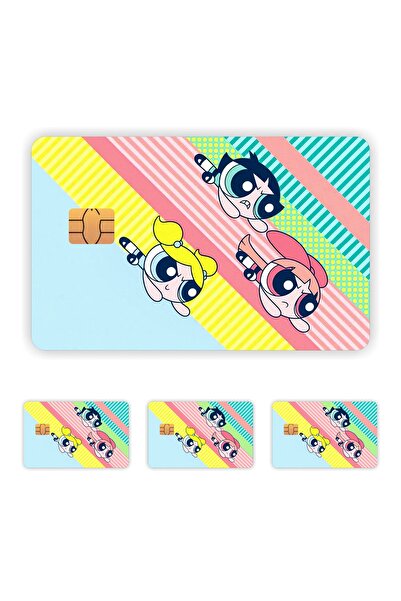 Quart Aksesuar 4 bucăți Powerpuff Girls Card Placare Sticker Card Etichetă 04
