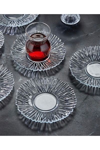 KAVEH Diamond Special Pattern 6-Piece Tea Plate 14cm, Decorative Pattern Crystal 6-Piece Tea Plate Snack Plate