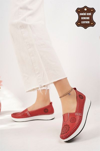 Ayakkabı Fuarı Elite Mn85l21c Women's Genuine Leather Espadrille Red