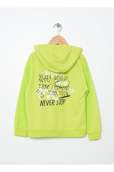 Funky Rocks Printed Boy's Neon Green Sweatshirt Df-02