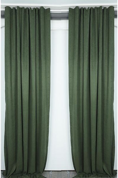 AKÇA TEKSTİL Woven Dark Green Color (extraphore Drawstring) Single Wing Background Curtain 150x260 Cm