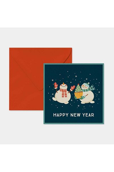HRS Postcard - Square Greeting Card & Envelope New Year New Year Christmas