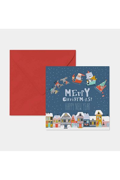 HRS Postcard - Square Greeting Card & Envelope New Year New Year Christmas
